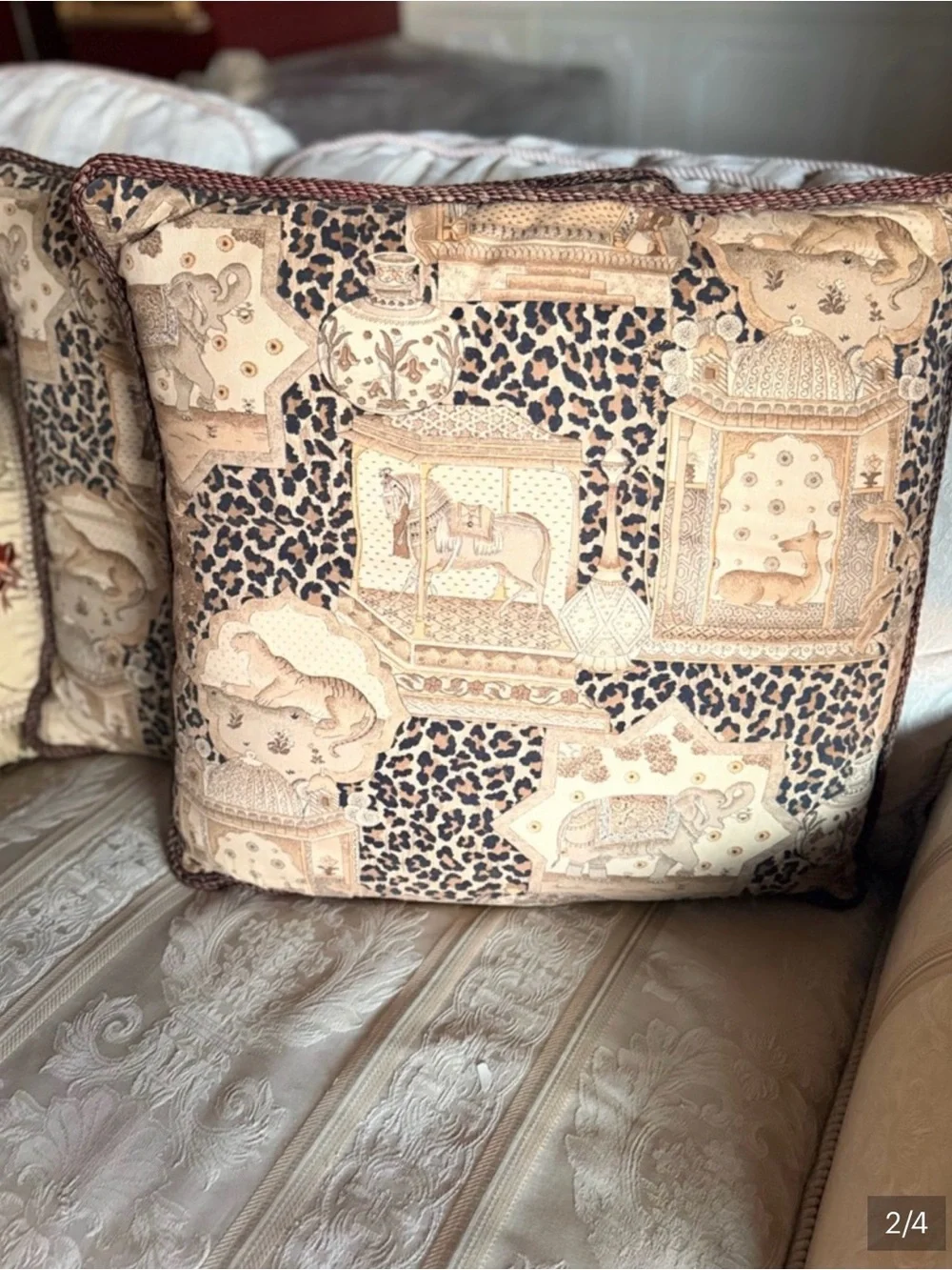 2 Safari custom Decorative Beige and Black Animal-Print Throw Pillows.large